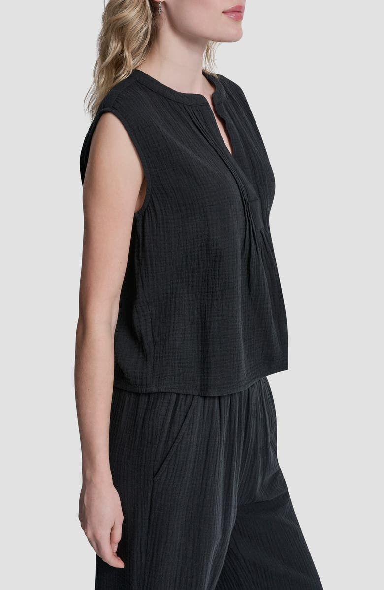 DKNY Jeans Double Crepe Gauze Sleeveless Top, Alternate, color, Black