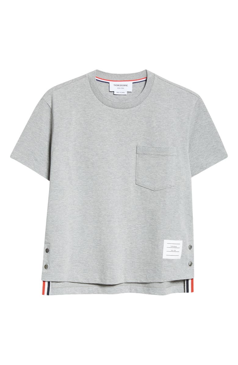 Thom Browne Medium Weight Cotton Jersey Boxy Pocket Tee, Alternate, color, Light Grey