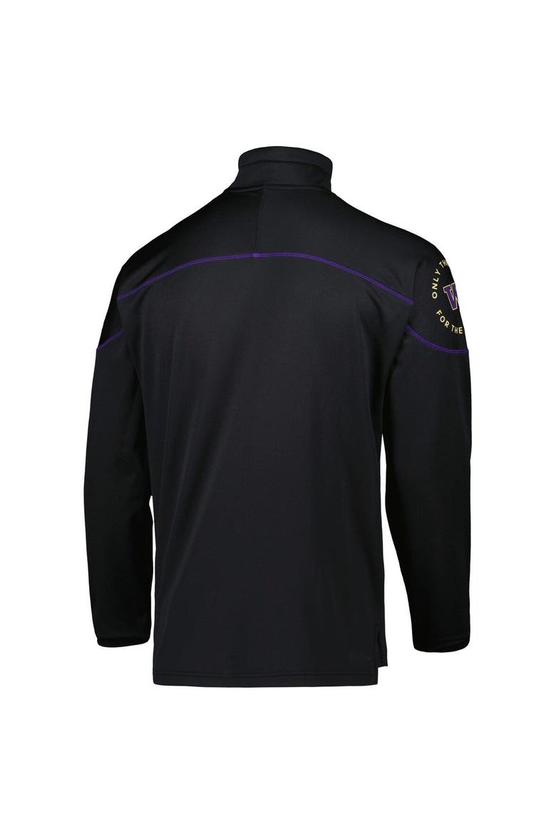 Men's adidas Black Washington Huskies AEROREADY Knit Quarter-Snap Jacket, Alternate, color, Black