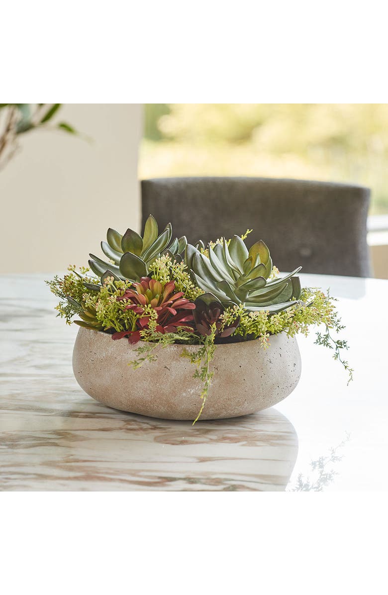 CG Hunter Round Artificial Succulent Arrangement, Natural Planter, Alternate, color, Green