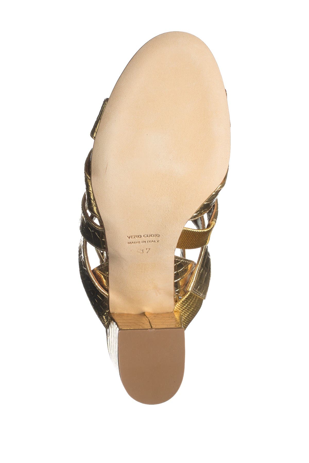 Paris Texas Metallic Croc Embossed Print Strappy Block Heel Sandal, Alternate, color, 