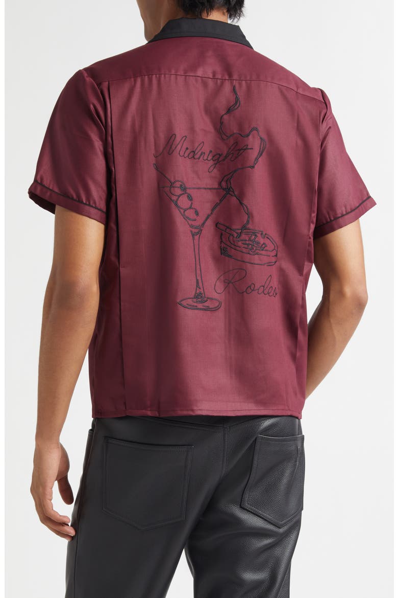 Chain Stitch Piped Voile Camp Shirt, Alternate, color, CHERRY