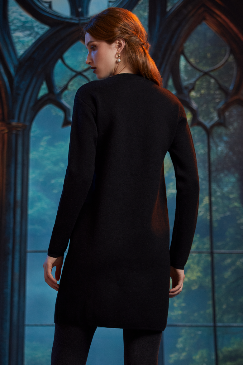 The Love Remains Halloween Sweater Dress, Alternate, color, Black Skelly