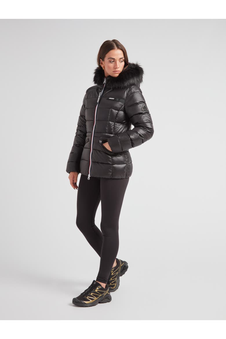 R4D Faux Fur Tricolore Racer Jacket, Alternate, color, BLACK