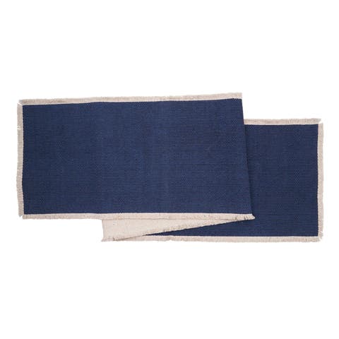 Fringed Vintage Indigo Table Runner 14" x 72"