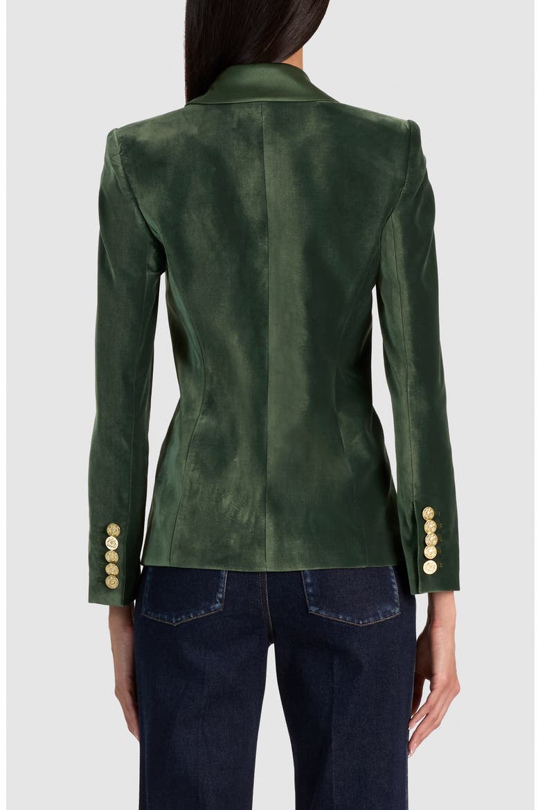 Sable Fitted Velvet Blazer, Alternate, color, DARK FERN