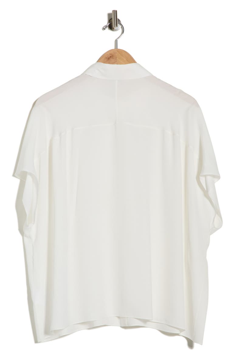 Dolman Short Sleeve Silk Button-Up Shirt, Alternate, color, CLOUD