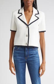 Veronica Beard Stovall Contrast Detail Crop Knit Jacket