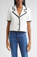 Veronica Beard Stovall Contrast Detail Crop Knit Jacket