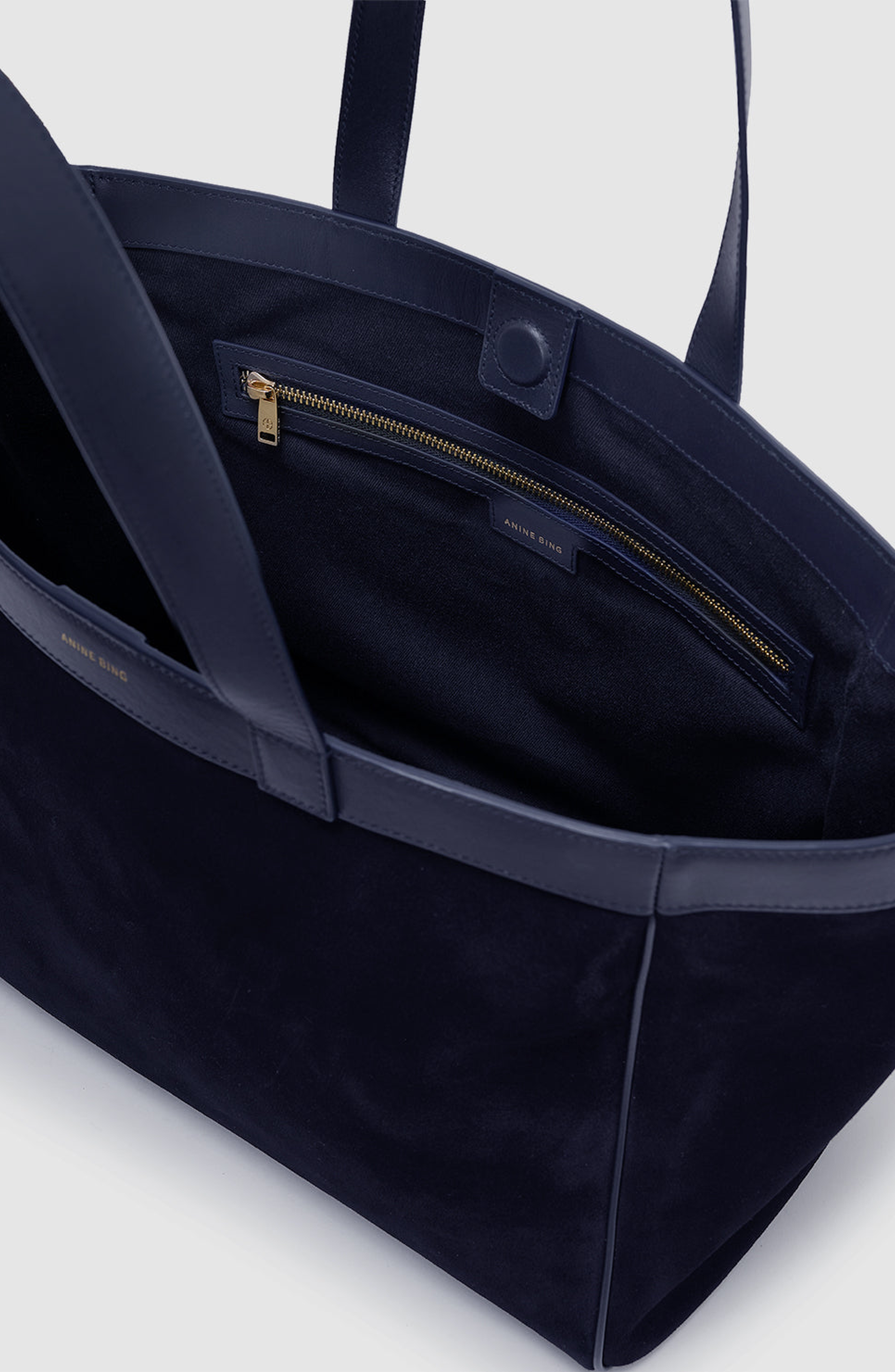 ANINE BING Rio Medium Tote, Alternate, color, Navy Suede