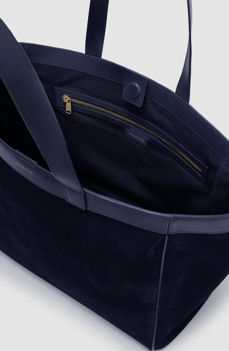ANINE BING Rio Medium Tote, Alternate, color, Navy Suede