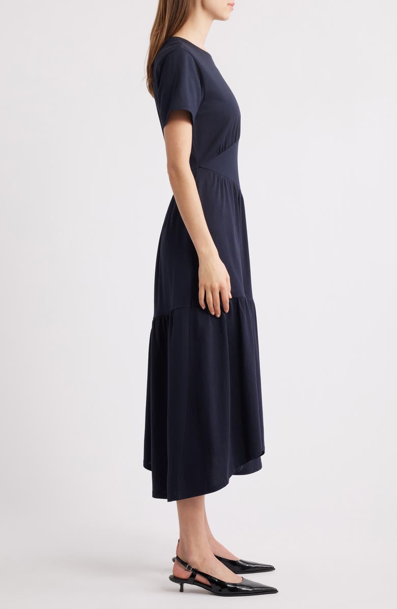 FRAME Asymmetric Tiered Ruffle Knit Dress, Alternate, color, Navy