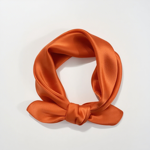 Silksilky Pure Silk Solid Color Square Scarf 53x53cm/21 In Orange