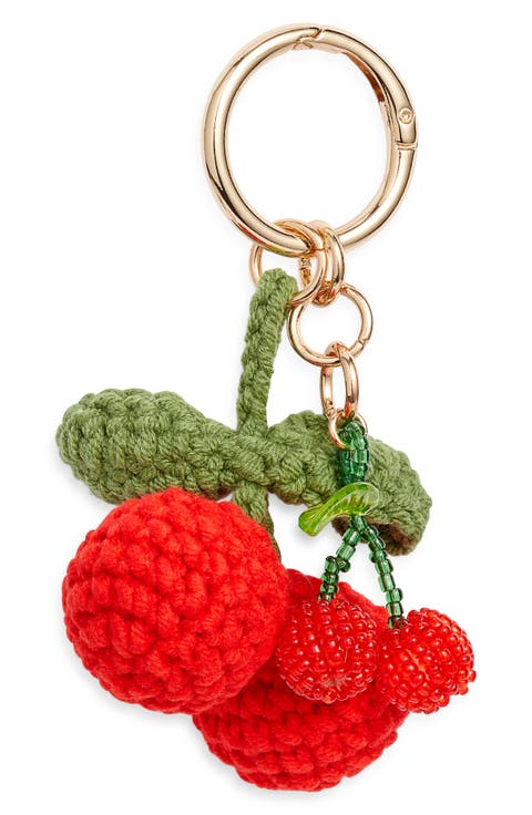 Knit Cherry Bag Charm