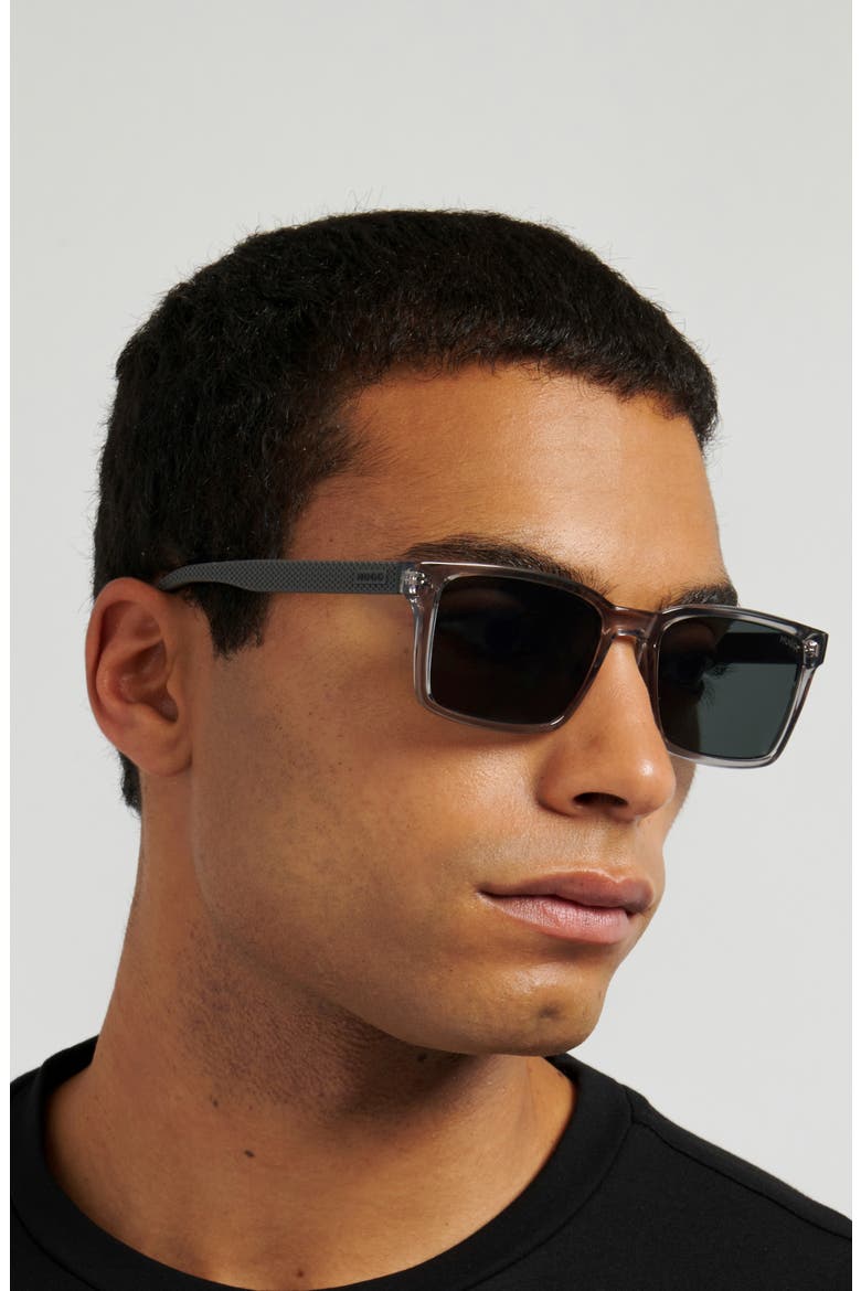 55mm Rectangular Sunglasses, Alternate, color, GREY/ GREEN