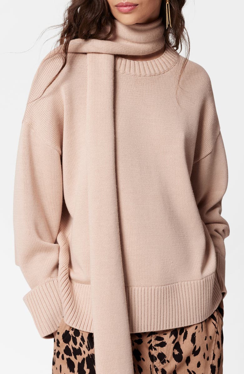 & Other Stories Scarf Detail Relaxed Wool Sweater, Main, color,