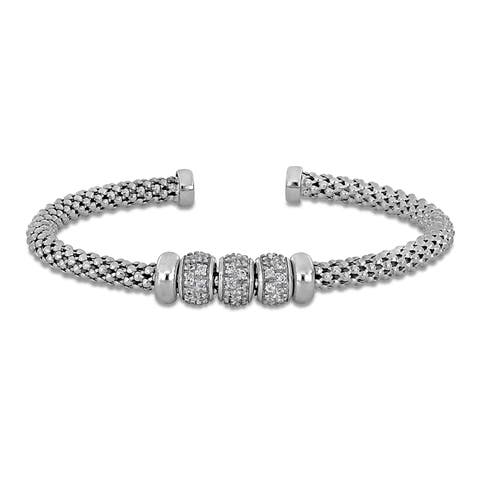 Cubic Zirconia Rondelles Bangle Bracelet