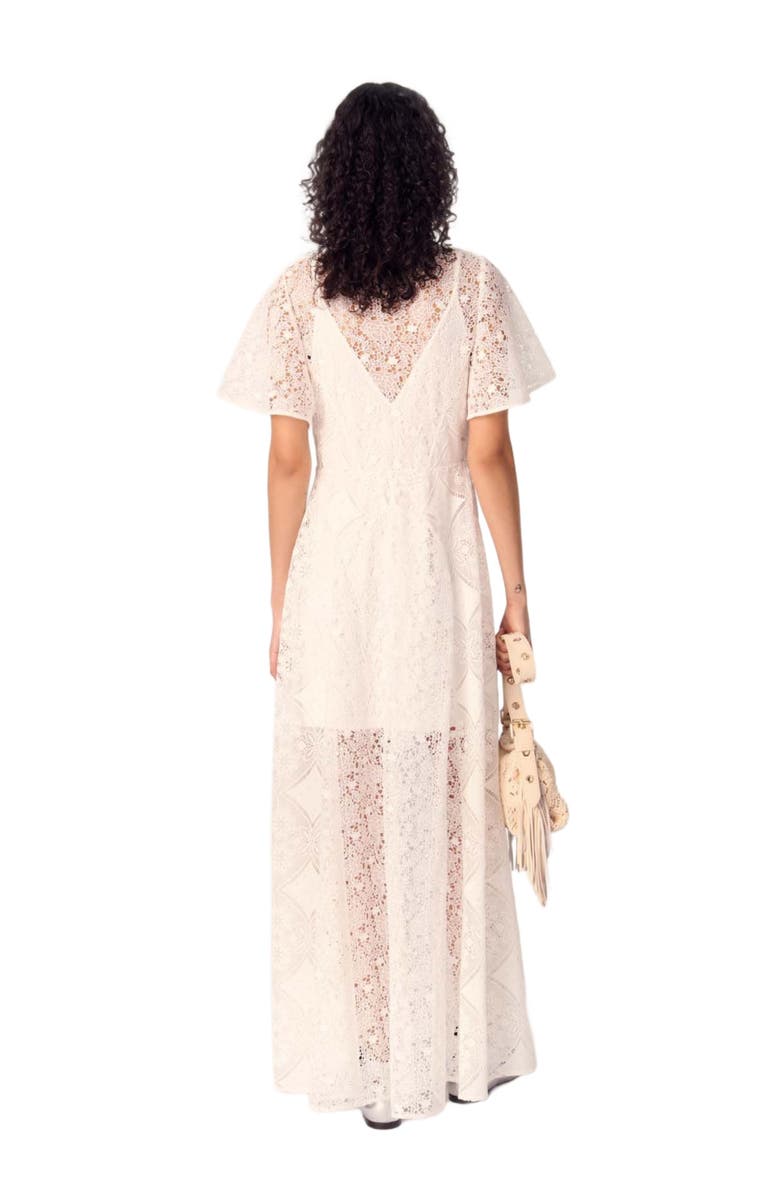 maje Floral guipure maxi dress, Alternate, color, White