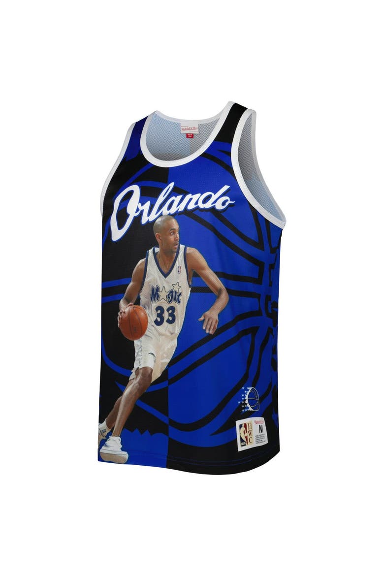 Men's Mitchell & Ness Grant Hill Blue/Black Orlando Magic Sublimated Player Tank Top, Alternate, color, Blue