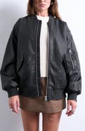Topshop Oversize Faux Leather Bomber Jacket