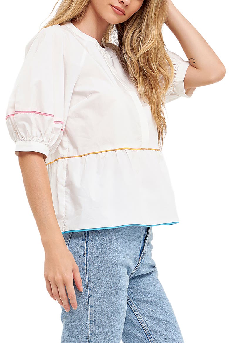Piping Detail Blouse, Alternate, color, IVORY