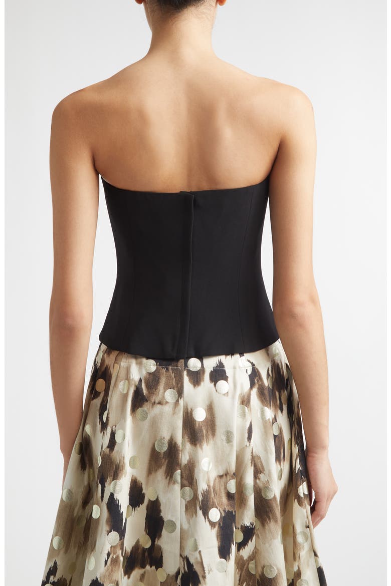 Draped Fluid Crepe Bustier, Alternate, color, BLACK