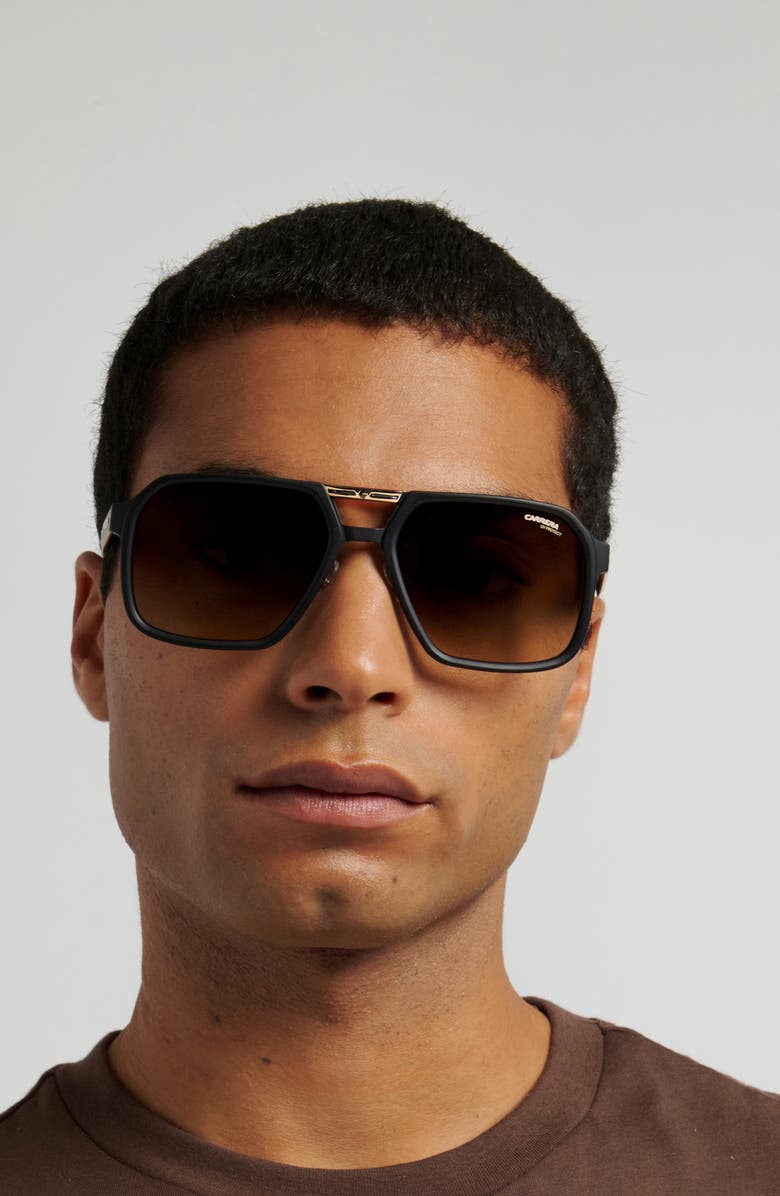 Carrera Eyewear Victory 59mm Gradient Square Sunglasses, Alternate, color, Black/ Gold/ Brown/ Green