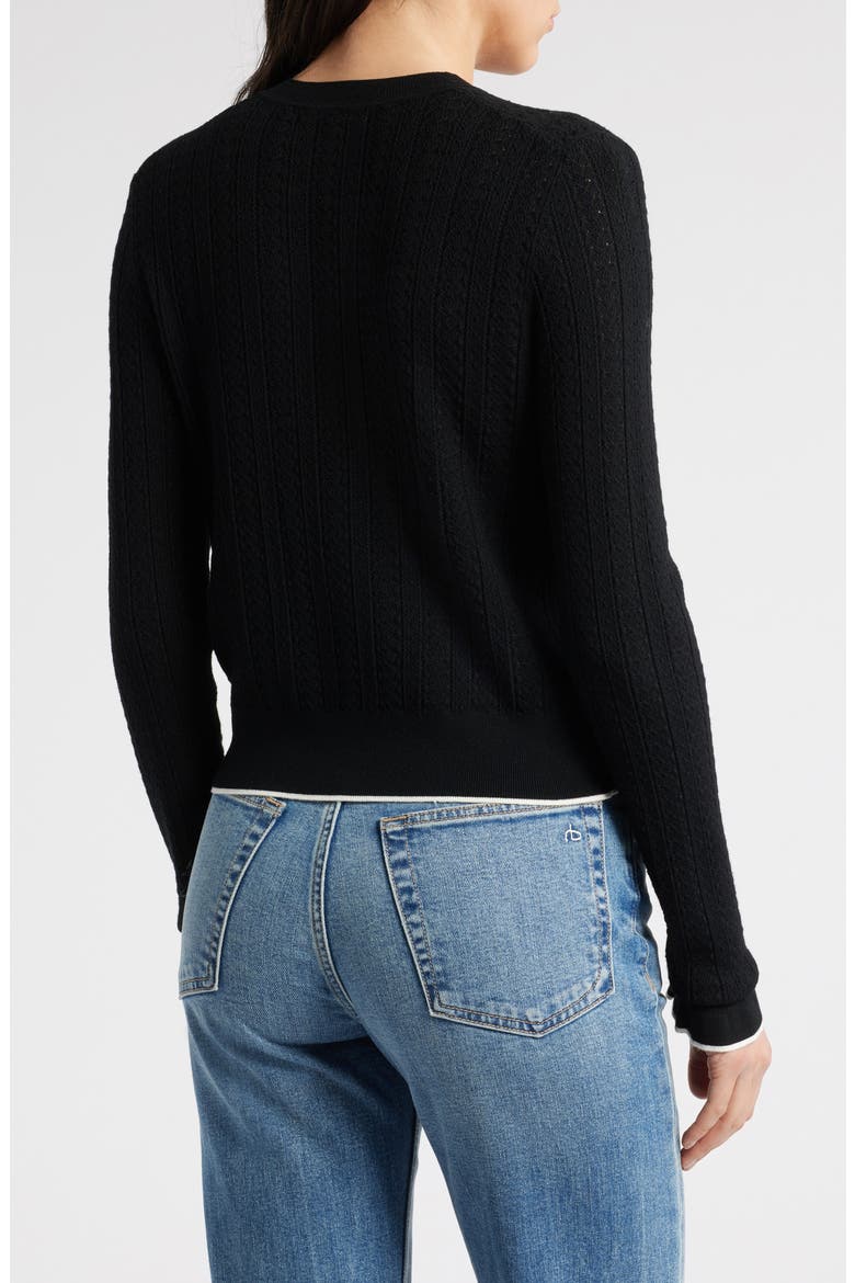 The Signature Open Knit Cardigan, Alternate, color, BLACK