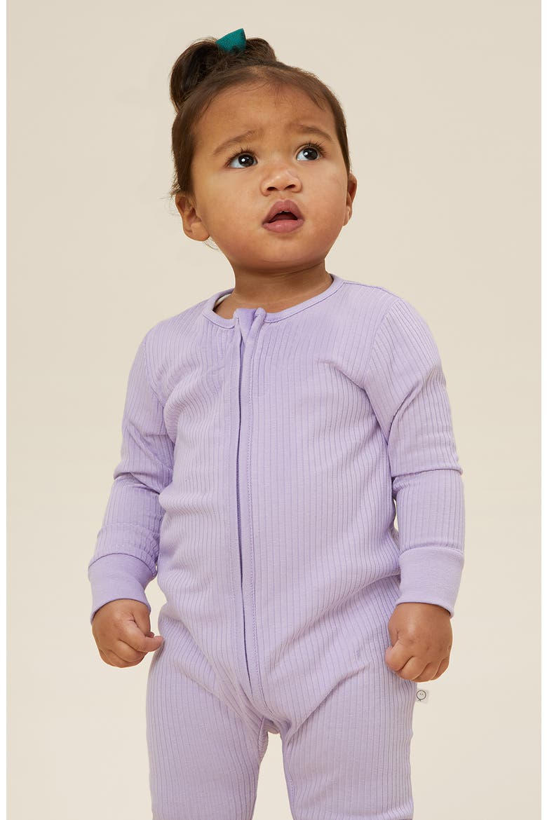 Rib Fitted One-Piece Romper, Alternate, color, RIBBED - LILAC