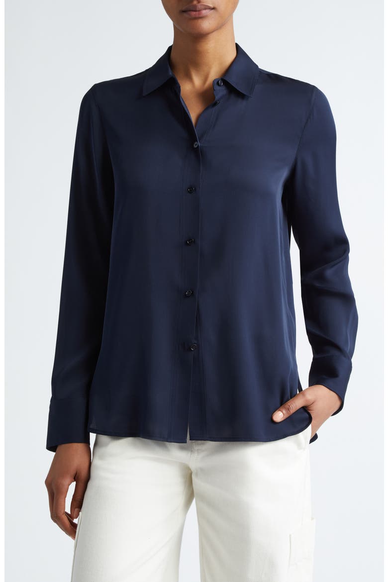 Slim Silk Blouse, Main, color, COASTAL