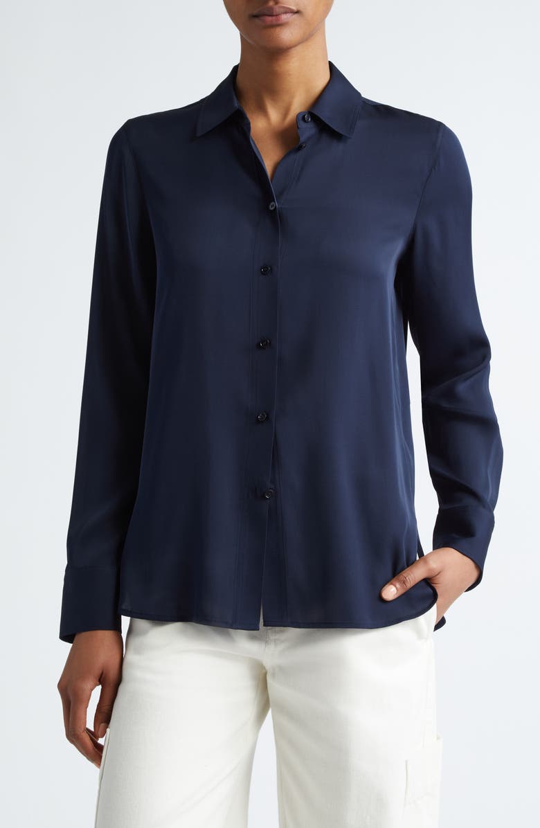 Vince Slim Silk Blouse, Main, color, Coastal