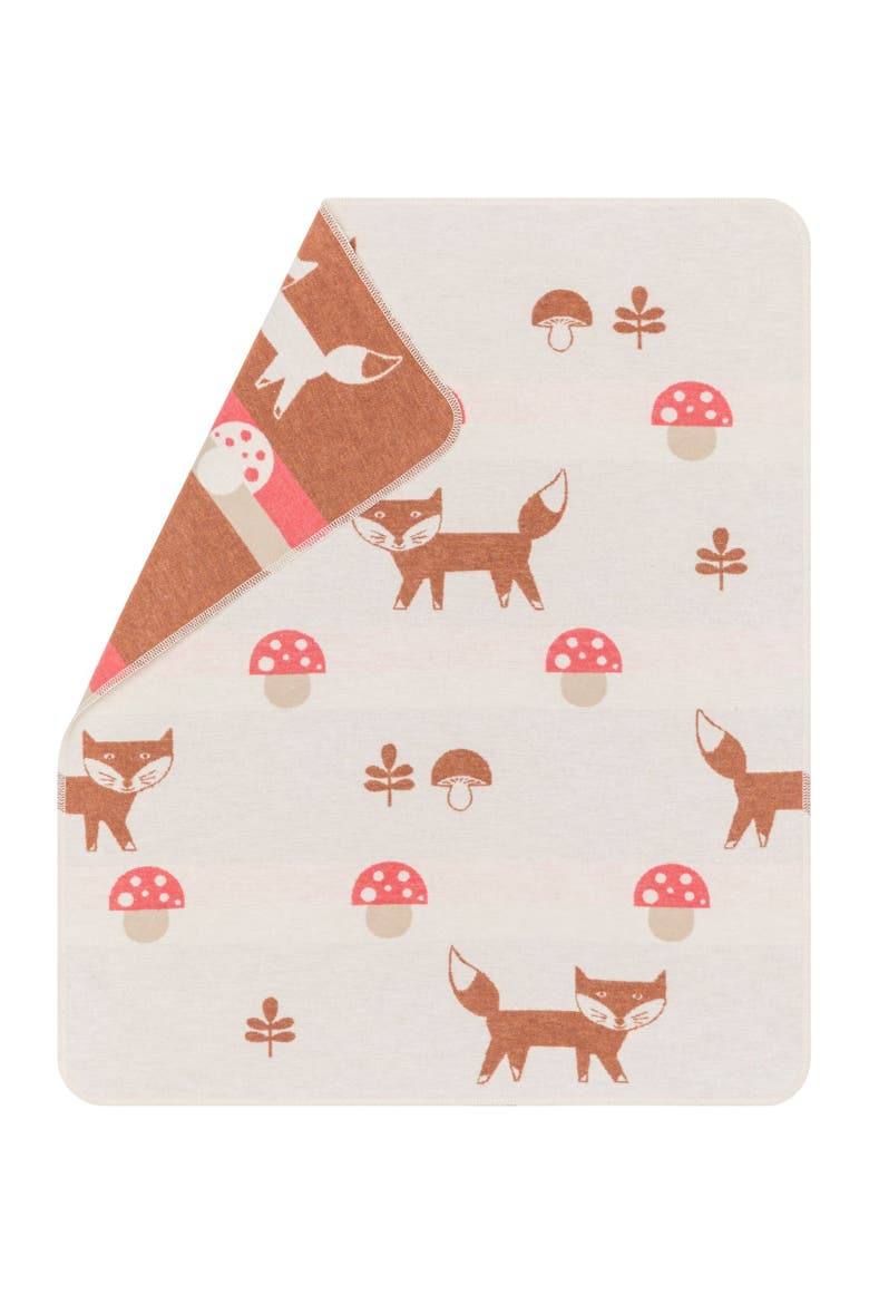 Juwel Fox And Mushroom Baby Blanket, Main, color, Offwhite