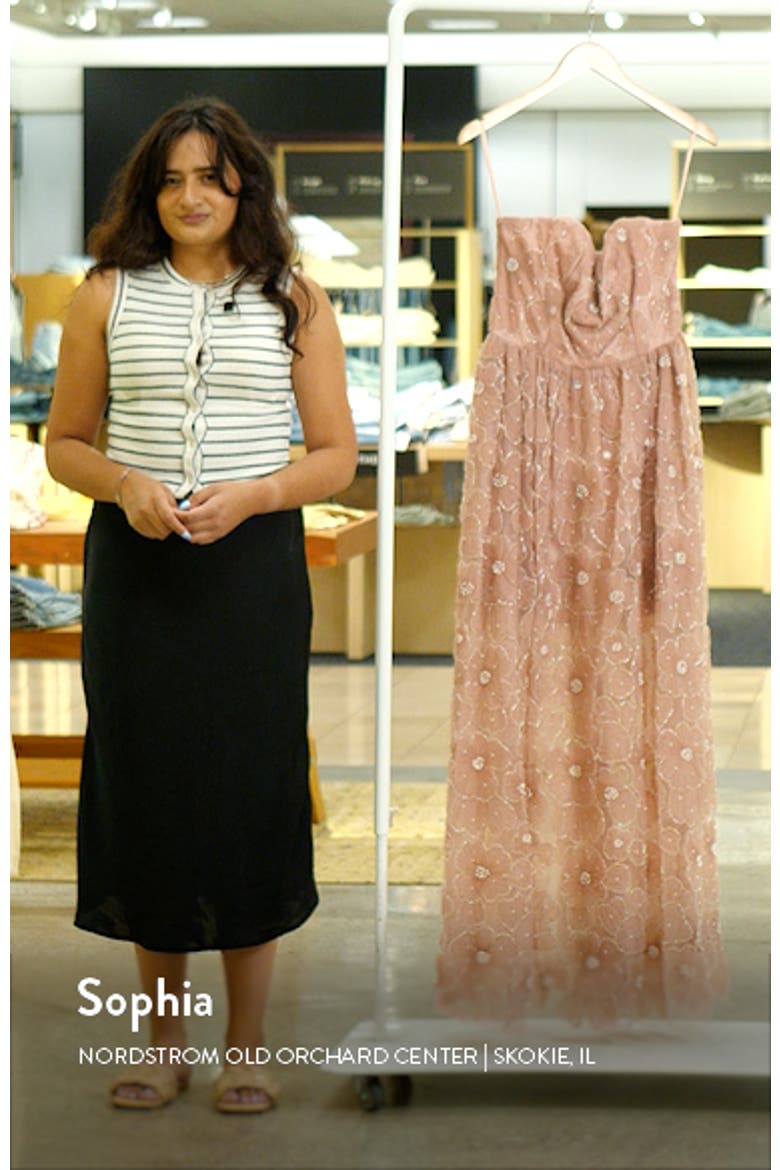Audrina Beaded Floral Strapless Gown video