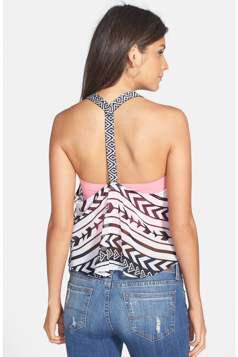 Embroidered Strap Y-Back Tank, Alternate, color, IVORY/ BLACK