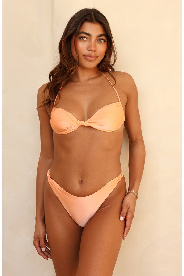 Coral Bandeau Bikini Top, Alternate, color, Peach Nectar