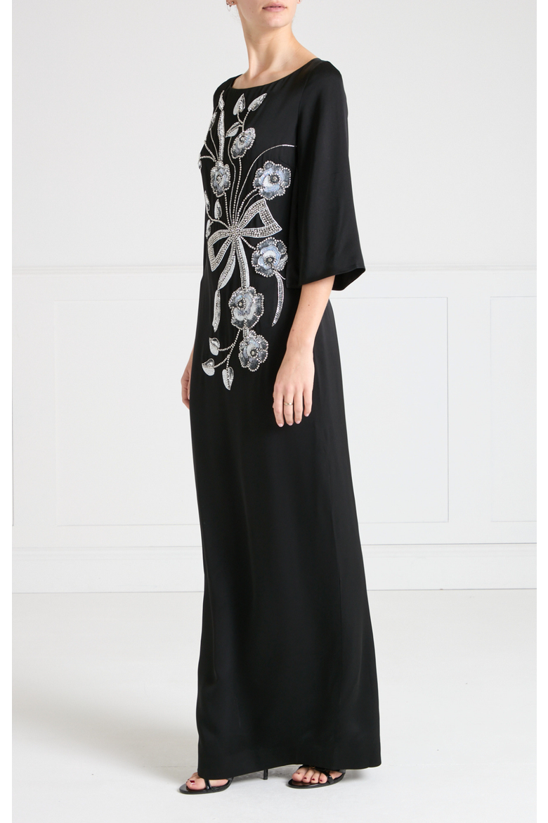 Lana Sleeved Gown, Alternate, color, Black