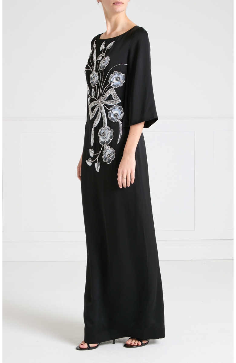 Temperley London Lana Sleeved Gown, Alternate, color, Black