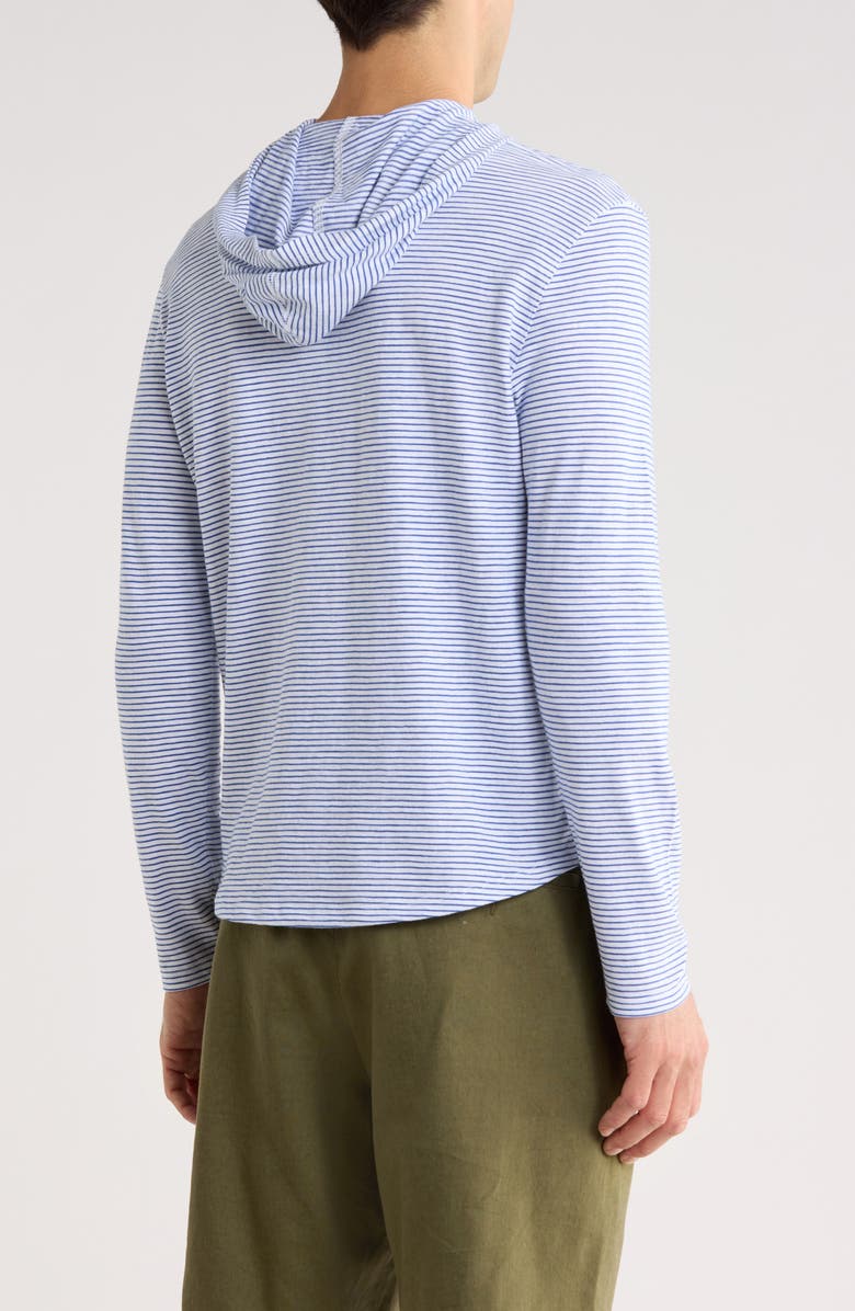 Vince Stripe Slub Cotton Hoodie, Alternate, color, Optic White/ Bright Cob