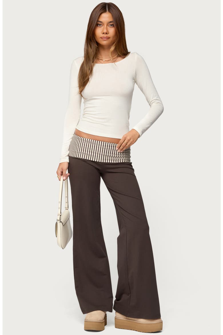 Meshey Striped Foldover Pants, Alternate, color, DARK-GRAY
