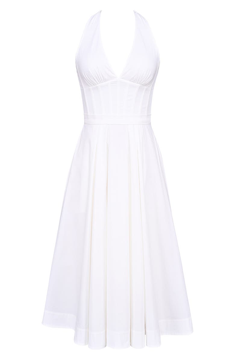 HOUSE OF CB Allena Halter Stretch Cotton Midi Dress, Alternate, color,