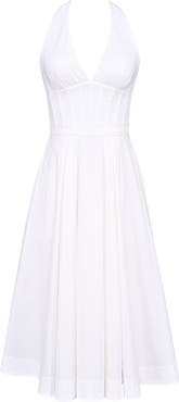 HOUSE OF CB Allena Halter Stretch Cotton Midi Dress