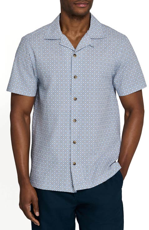 Diamond Gem Short Sleeve Seersucker Camp Shirt