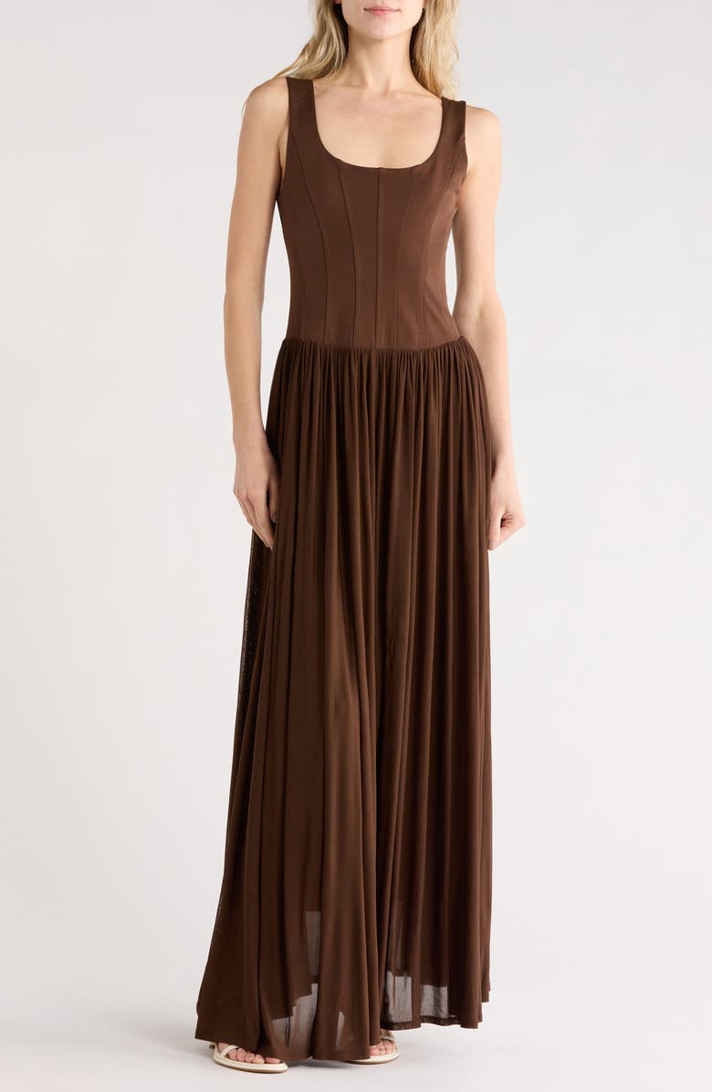 Simkhai Jamie Maxi Tank Dress, Main, color, Cocoa