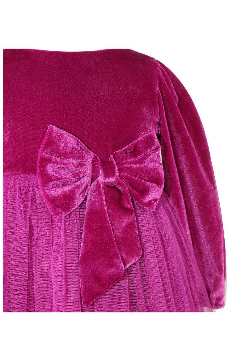 Kids' Velvet & Tulle Party Dress, Alternate, color, HOT PINK