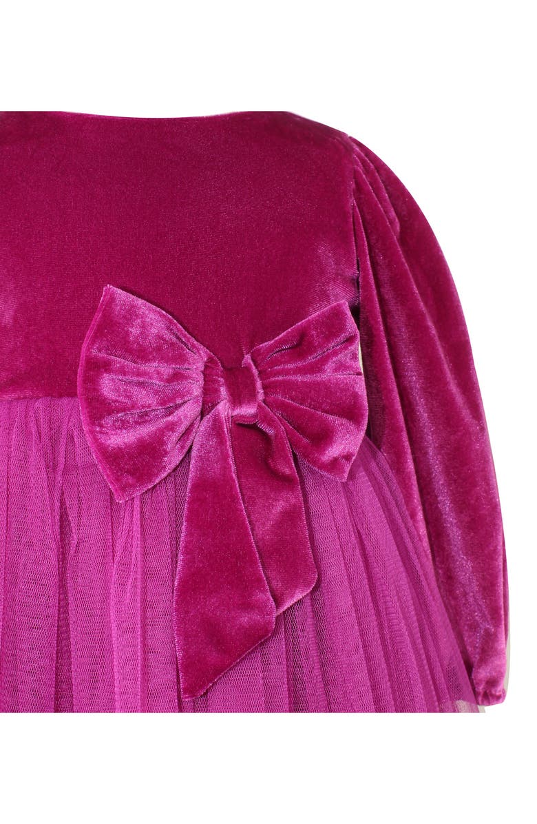 Popatu Kids' Velvet & Tulle Party Dress, Alternate, color, Hot Pink