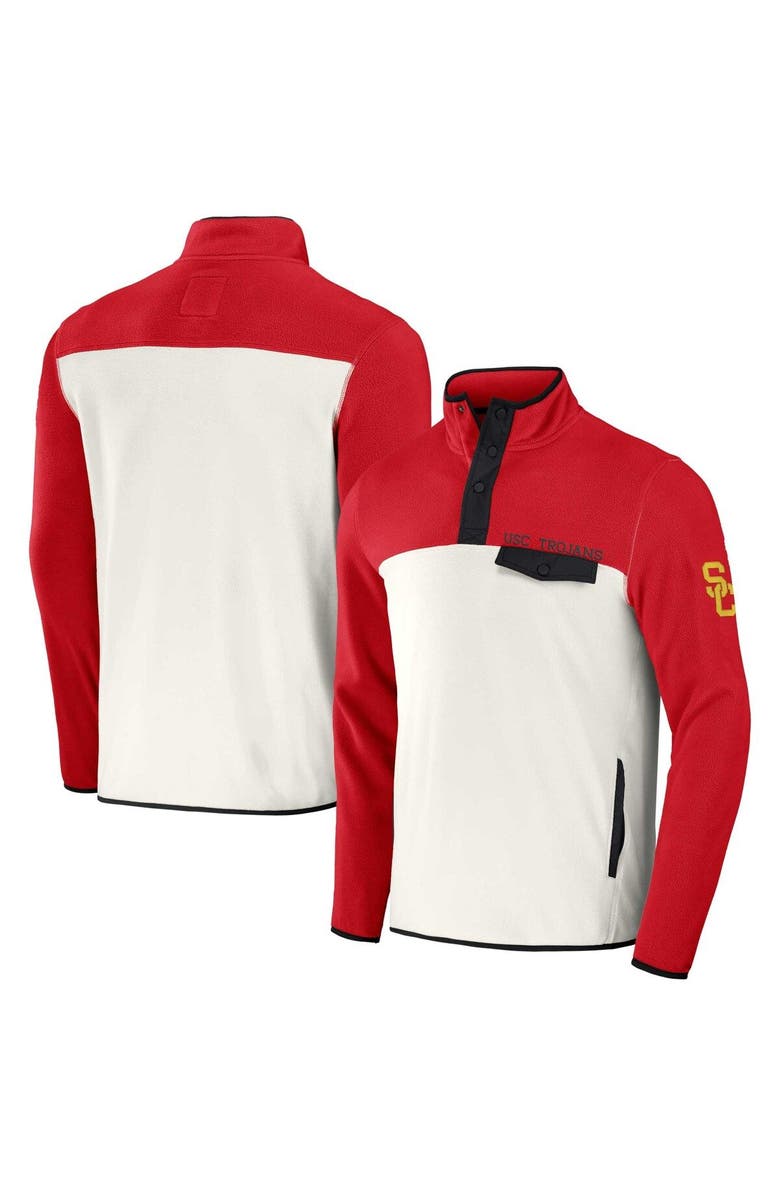 Darius Rucker Collection by Fanatics Men's Darius Rucker Collection by Fanatics Crimson/White USC Trojans Micro Fleece Half-Snap Jacket, Main, color, Crimson