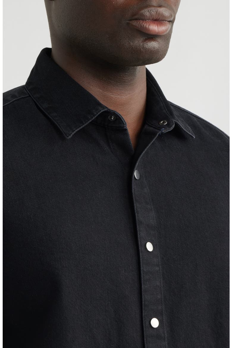 Cotton Twill Snap-Up Shirt, Alternate, color, BLACK INDIGO