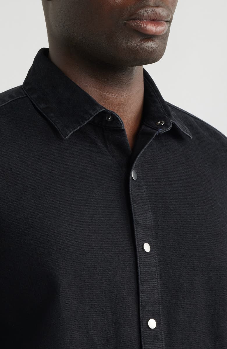 Mavi Jeans Cotton Twill Snap-Up Shirt, Alternate, color, Black Indigo