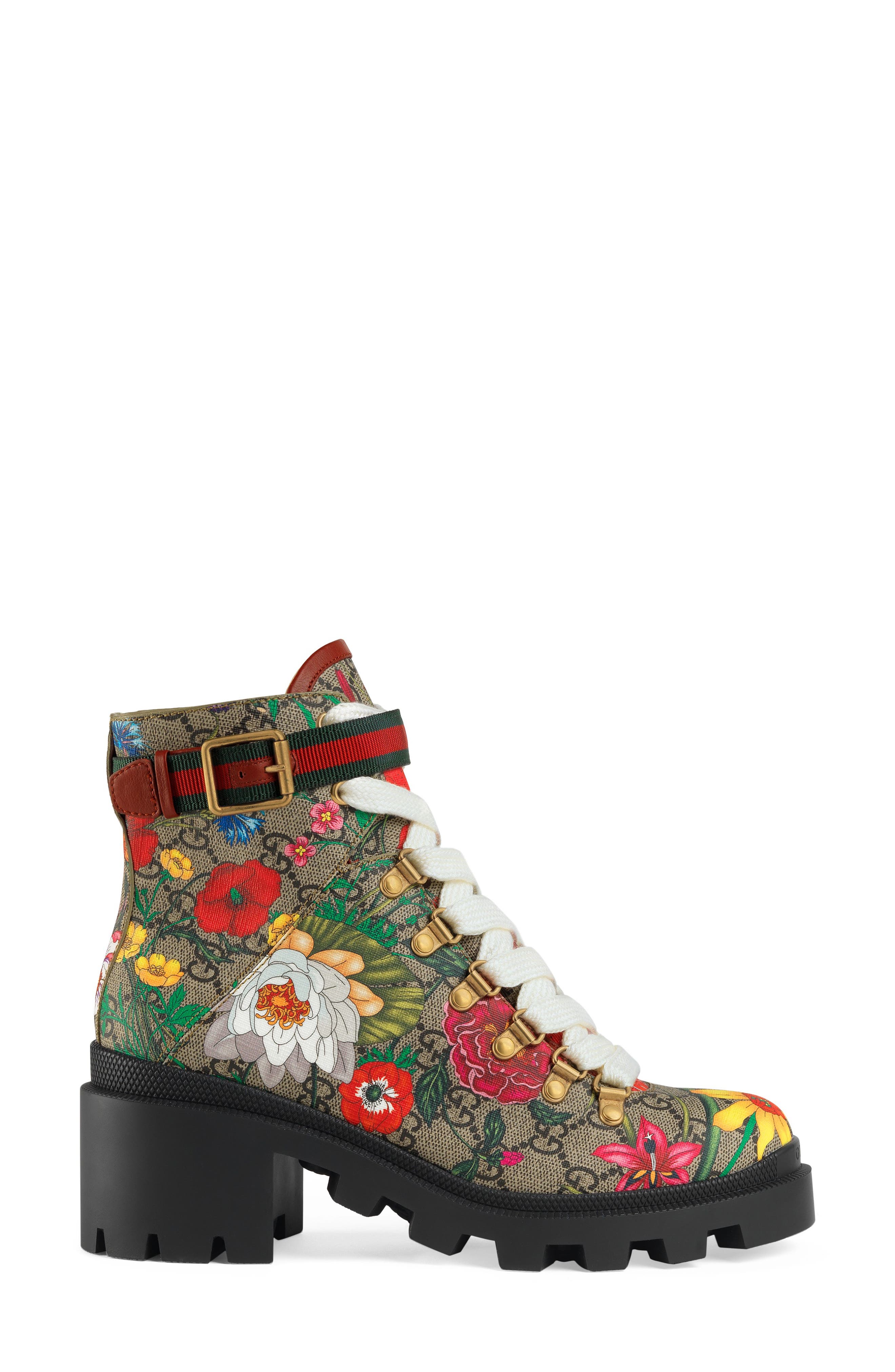 Gucci Trip GG Floral GG Supreme Combat Boot, Alternate, color, 