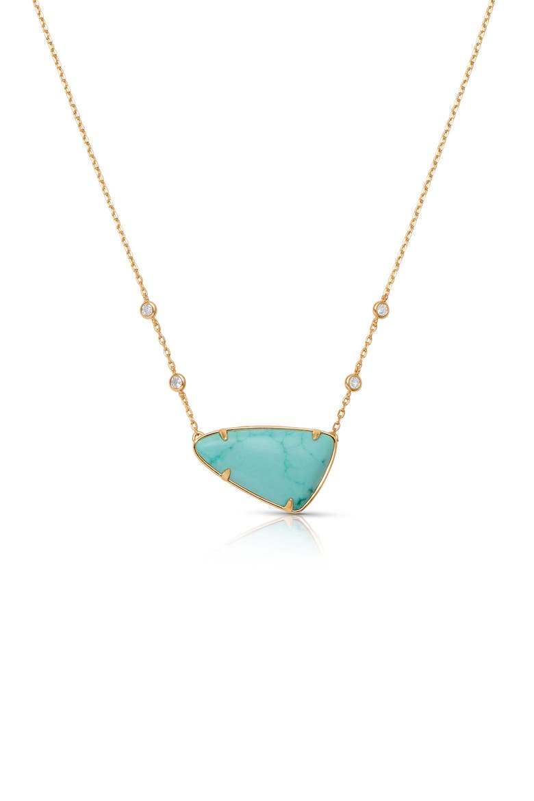 Geometric Reconstituted Stone Pendant Necklace, Main, color, TURQUOISE